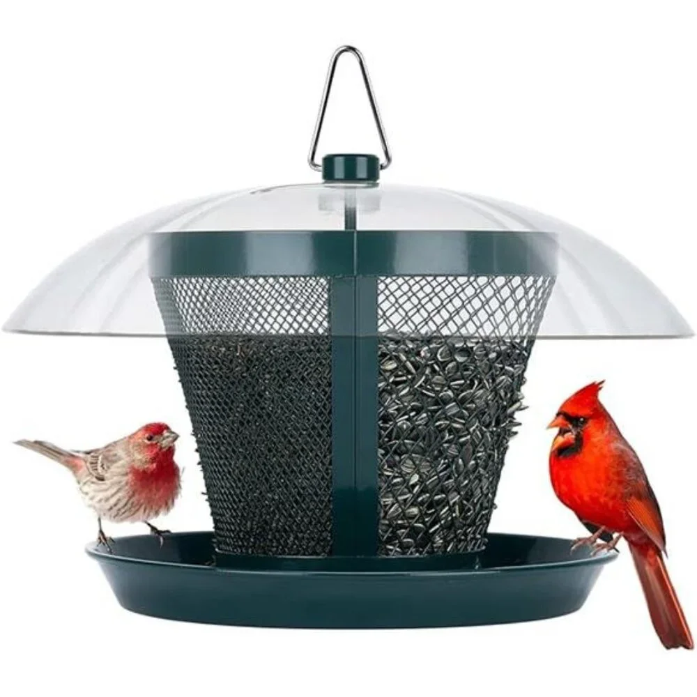 Bird Feeder for Outside, Dual-Use Metal Mesh Wild Bird Feeder with Weatherproof